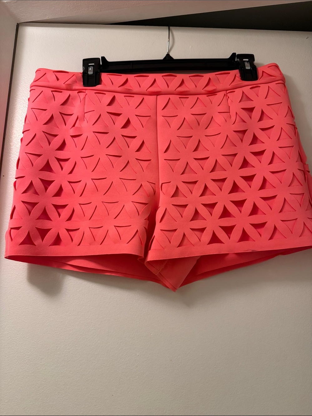 Lilly Pulitzer Neon Coral Laser-Cut High Waist Shorts